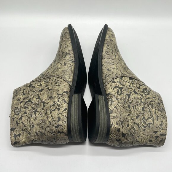 Roxy Womens Size 7 Black And Tan Floral Faux Vegan Leather Ankle‎ Boots Shoes - Picture 8 of 15